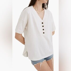 Madewell Relaxed Henley Tee in Bright Ivory